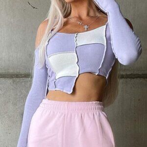 Women's patchwork strapless top